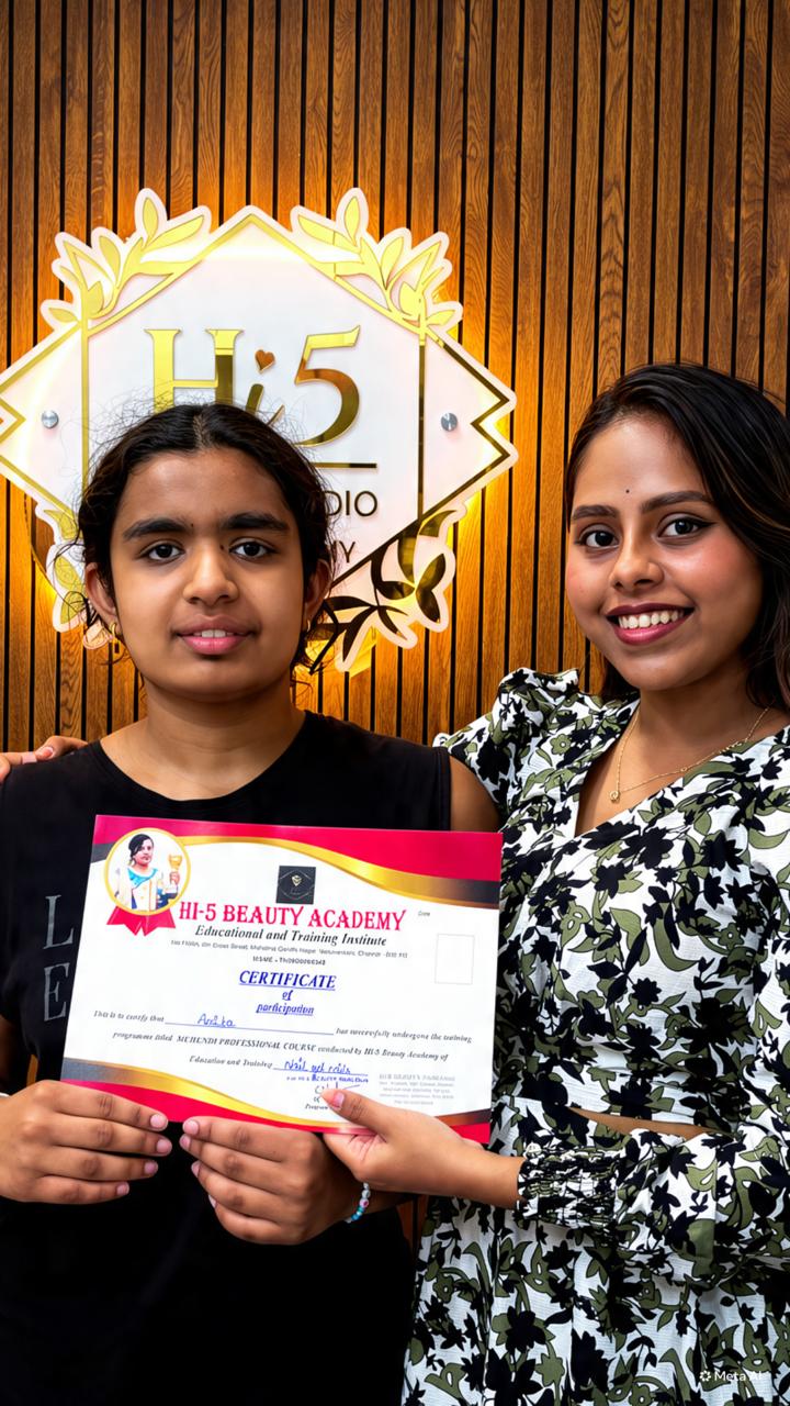 Hi5 Beauty Studio Official Certificate of Completion